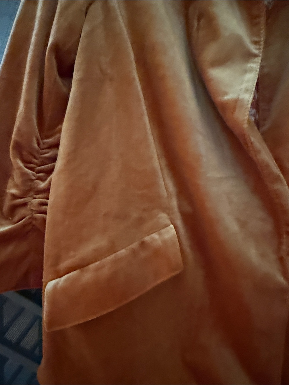 Skies Are Blue Velvet Open-Front Jacket in Rust Orange - Picture 8 of 8